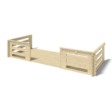 Terrasse en bois avec balustrade pour abri en bois - 10m2 - 5m x 2m - couleur: naturel