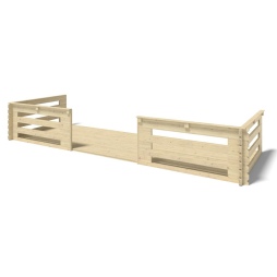 Terrasse en bois avec balustrade pour abri en bois - 12m2 - 6m x 2m - couleur: naturel
