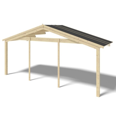 Avant-toit en bois 6x2m pour le chalet de jardin 6m, couleur naturel