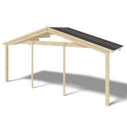Avant-toit en bois 6x2m pour le chalet de jardin 6m, couleur naturel