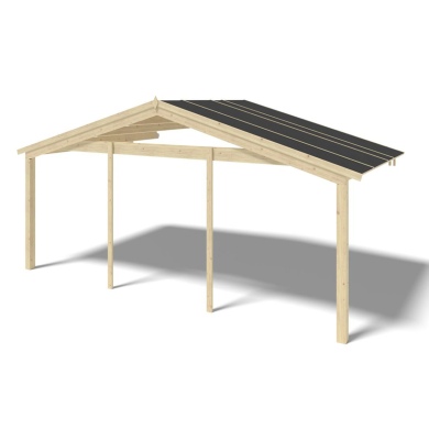 Avant-toit en bois 6x3m pour le chalet de jardin 6m, couleur naturel