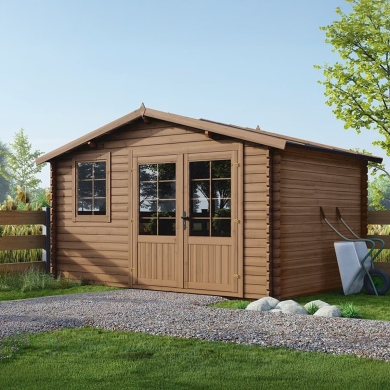 Abri de jardin en bois traité en marron | 11,7m2 | 3,9 x 3m | ALTANKA 2