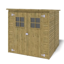 Abri de jardin en bois 3.42 m2 - 1.9x1.8 m - traité - Couleur: vert