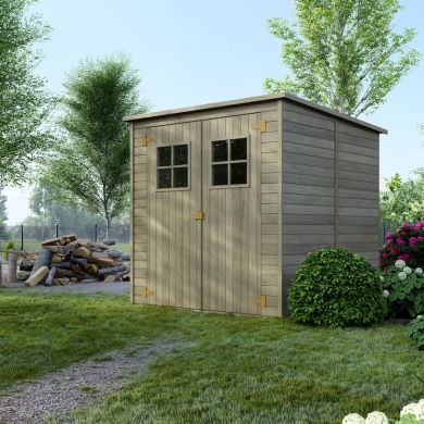 Abri de jardin en bois traité en vert | 3,4m2 | Ép. 12,5mm | 1,9x1,8m | ALTANKA | DOM10 2