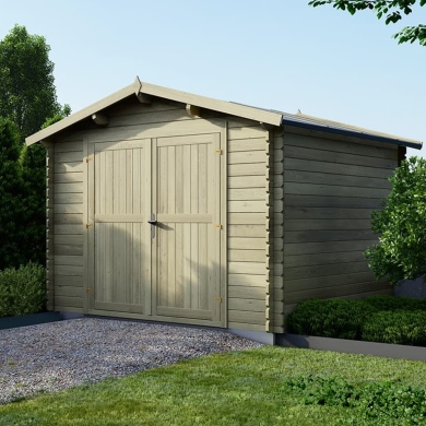 Abri de jardin en bois traité en vert, 9m2, Ep. 28mm, 3x3m, ALTANKA 2