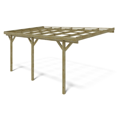 Carport, abri de voiture  3x5.24 m - 15 m2 - adossé 