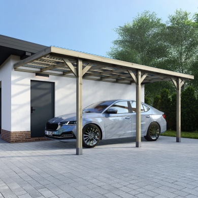 Carport, abri de voiture  3x5.24 m - 15 m2 - couverture PVC  2