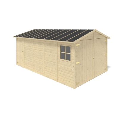 Garage en bois - 14.94m2 - 3.05x4.93m - Ep. 18mm - couleur: naturel