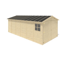 Garage en bois - 18.19m2 - 3.05x5.91m - Ep. 18mm - couleur: naturel