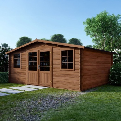 Abri de jardin en bois traité en marron | 20m2 | 5 x 4m | ALTANKA 2