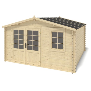 Abri de jardin en bois - 15.21m2 - 3.9x3.9m - Ep. 40mm - Couleur: naturel