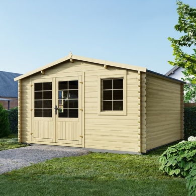 Abri de jardin en bois - 15.21m2 - 3.9x3.9m - Ep. 40mm - Couleur: naturel 2