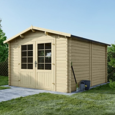 Abri de jardin en bois - 12m2 - 3x4m - Ep. 28mm - Couleur: naturel 2