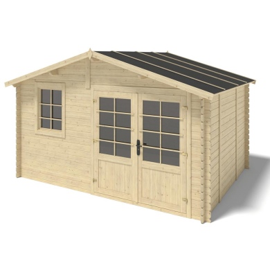 Abri de jardin en bois - 12m2 - 4x3m - Ep. 28mm - Couleur: naturel