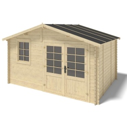 Abri de jardin en bois - 12m2 - 4x3m - Ep. 28mm - Couleur: naturel