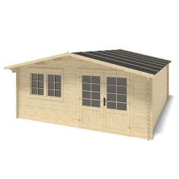 Abri de jardin en bois - 25m2 - 5x5m - Ep. 34mm - Couleur: naturel