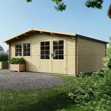 Abri de jardin en bois - 25m2 - 5x5m - Ep. 34mm - Couleur: naturel 2