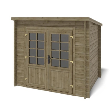 Abri de jardin en bois - 5m2 - 2.5x2m - Traité - Ep. 28mm - Couleur: vert