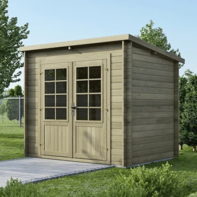 Abri de jardin en bois - 5m2 - 2.5x2m - Traité - Ep. 28mm - Couleur: vert 2