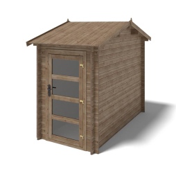 Abri de jardin en bois - 4.5m2 - 1.5x3m - Traité - Ep. 28mm - Couleur: marron