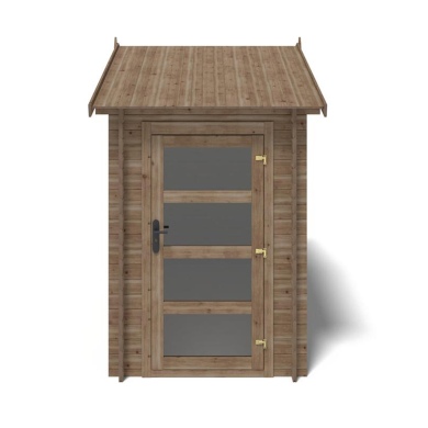 Abri de jardin en bois - 4.5m2 - 1.5x3m - Traité - Ep. 28mm - Couleur: marron 2