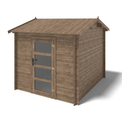 Abri de jardin en bois - 7.5m2 - 2.5x3m - Traité - Ep. 28mm - Couleur: marron