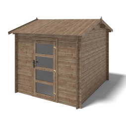 Abri de jardin en bois - 7.5m2 - 2.5x3m - Traité - Ep. 28mm - Couleur: marron