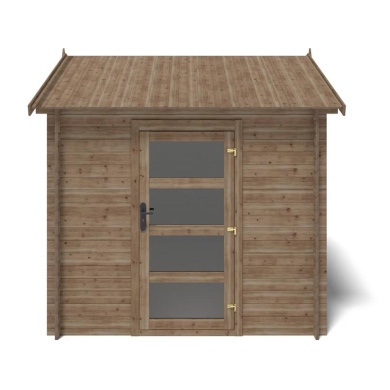 Abri de jardin en bois - 7.5m2 - 2.5x3m - Traité - Ep. 28mm - Couleur: marron 2