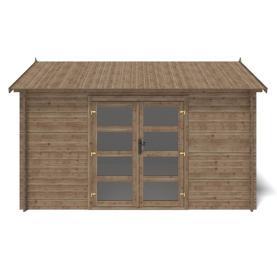 Abri de jardin en bois - 12m2 - 4x3m - Traité - Ep. 28mm - Couleur: marron 2