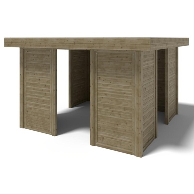 Pergola de jardin 4.04x4.04m avec panneaux - traité