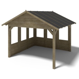 Pergola de jardin 4.04x4.04m avec panneaux - traité
