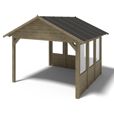 Pergola de jardin 4.04x4.04m avec panneaux - traité