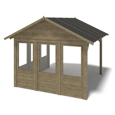 Pergola de jardin 4.04x4.04m avec panneaux - traité 2