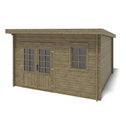 Abri de jardin en bois - 12m2 - 4x3m - Traité - Ep. 40mm - Couleur: vert