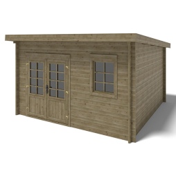 Abri de jardin en bois - 16m2 - 4x4m - Traité - Ep. 40mm - Couleur: vert