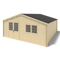 Abri de jardin en bois - 36m2 - 6x6m - Ep. 40mm - Couleur: naturel