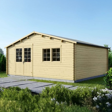 Abri de jardin en bois - 36m2 - 6x6m - Ep. 40mm - Couleur: naturel 2