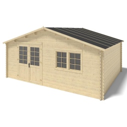 Abri de jardin en bois - 30m2 - 6x5m - Ep. 40mm - Couleur: naturel