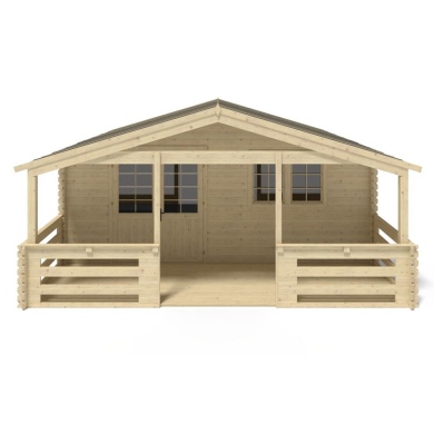 Abri de jardin en bois - 6x6 m + terrasse avec balustrade et avant-toit en bois - 48 m2 2