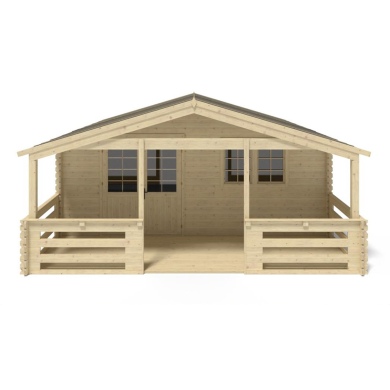 Abri de jardin en bois - 6x5 m + terrasse avec balustrade et avant-toit en bois - 48 m2 2