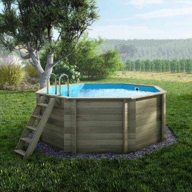 Piscine en bois CORAL 3.25 x 3.25 - H.1.18 m, bleu pâle, autoportante - sans dalle 2