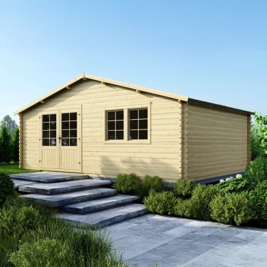 Abri de jardin en bois - 30m2 - 6x5m - Ep. 40mm - Couleur: naturel 2