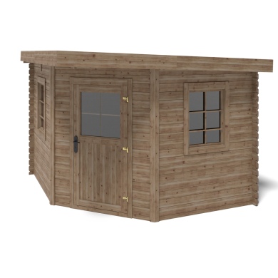 Abri de jardin en bois - 8m2 - 3x3m - Traité - Ep. 28mm - Couleur: marron
