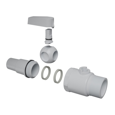 Vanne à bille unidirectionnelle pour piscine Ø38 mm 2