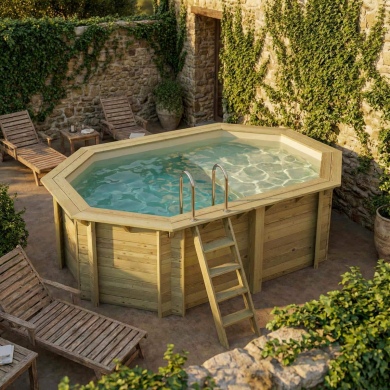 Piscine en bois NEMO 4.3 x 3 - H.1.31 m avec plage, sable, fixations à visser 2