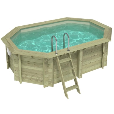 Piscine en bois NEMO 4.3 x 3 - H.1.18 m, sable, fixations à sceller
