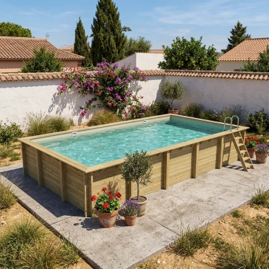 Piscine en bois AQUA 10.2 x 5.2 - H.1.45 m, sable, fixations à visser 2