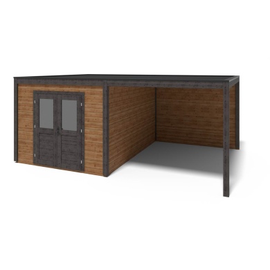 Abri de jardin en bois Sora 6.06x4.09m - 24.79m2 - Ep. 28mm - Traité