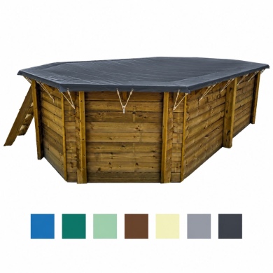 Bâche d'hiver 3.41 x 3.41 m, coul. carbone, pour piscine BAS7301