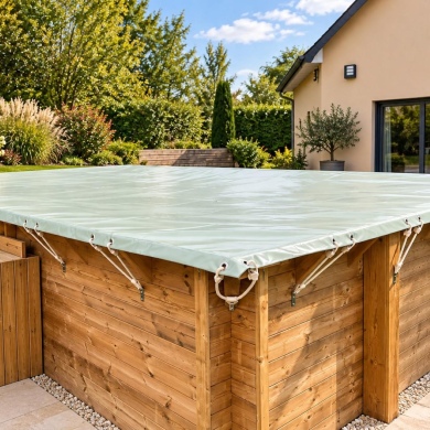 Bâche d'hiver 8.66 x 4.51 m, coul. amande, pour piscine BAS7309 2